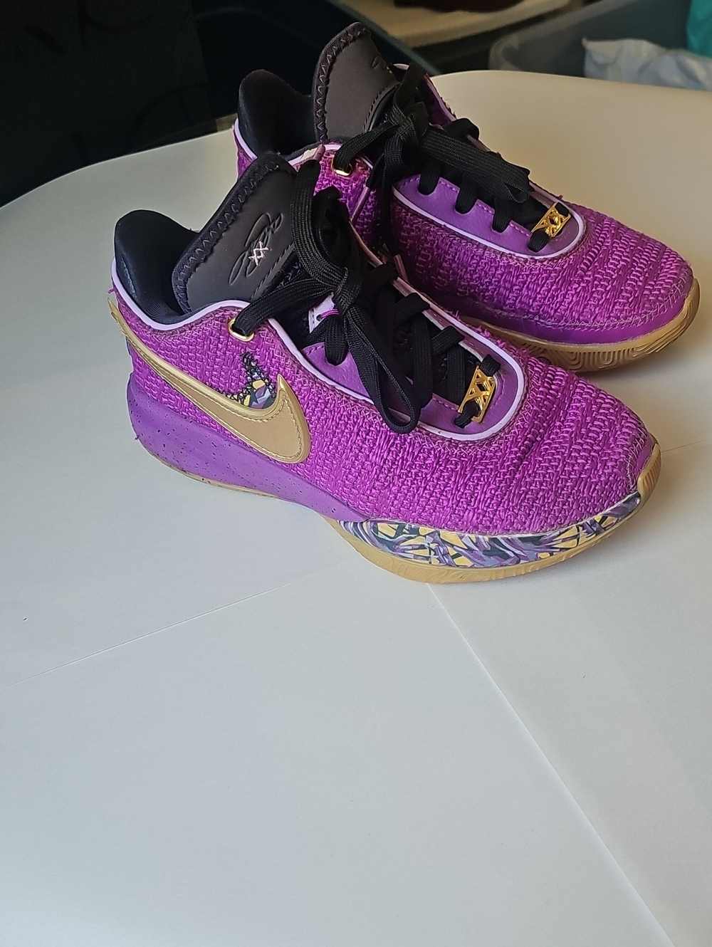 Nike Lebron XX. Purple and Gold Performance Sneakers
